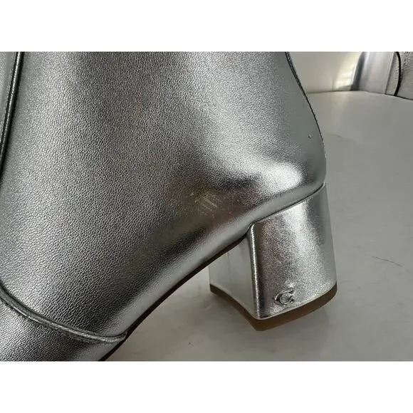 Coach Ankle Noah Bootie Sz 9.5 Silver Metallic Leather Almond Toe Amputee Left - Picture 5 of 15